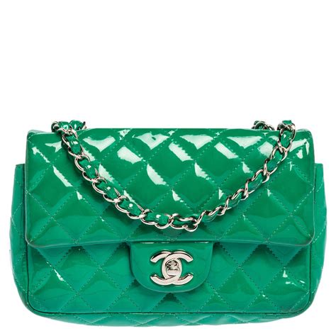 chanel mint green patent 2013|Chanel Green Quilted Patent Leather Mini Rectangular Classic .